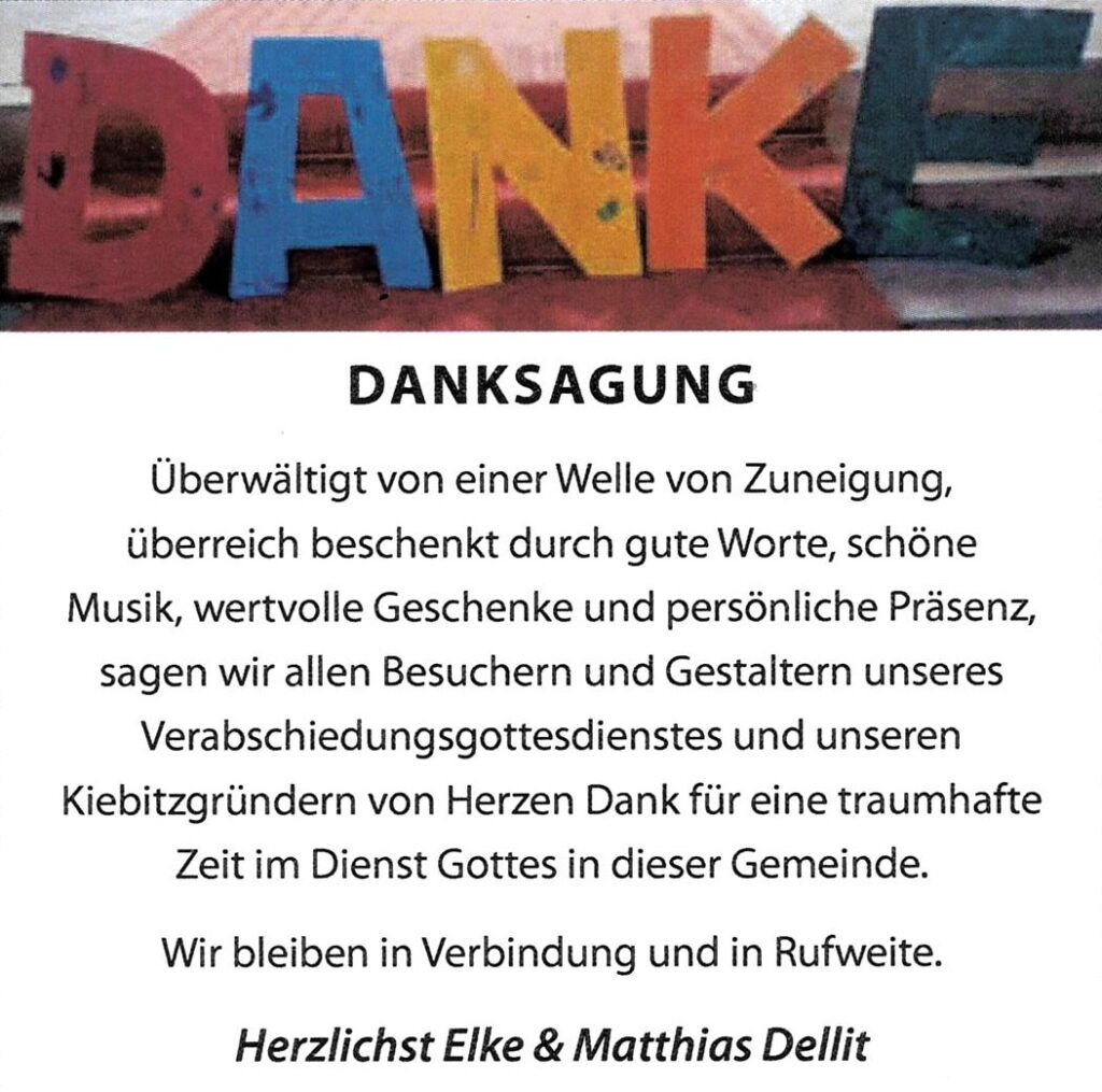Danke Elke + Matthias Dellit